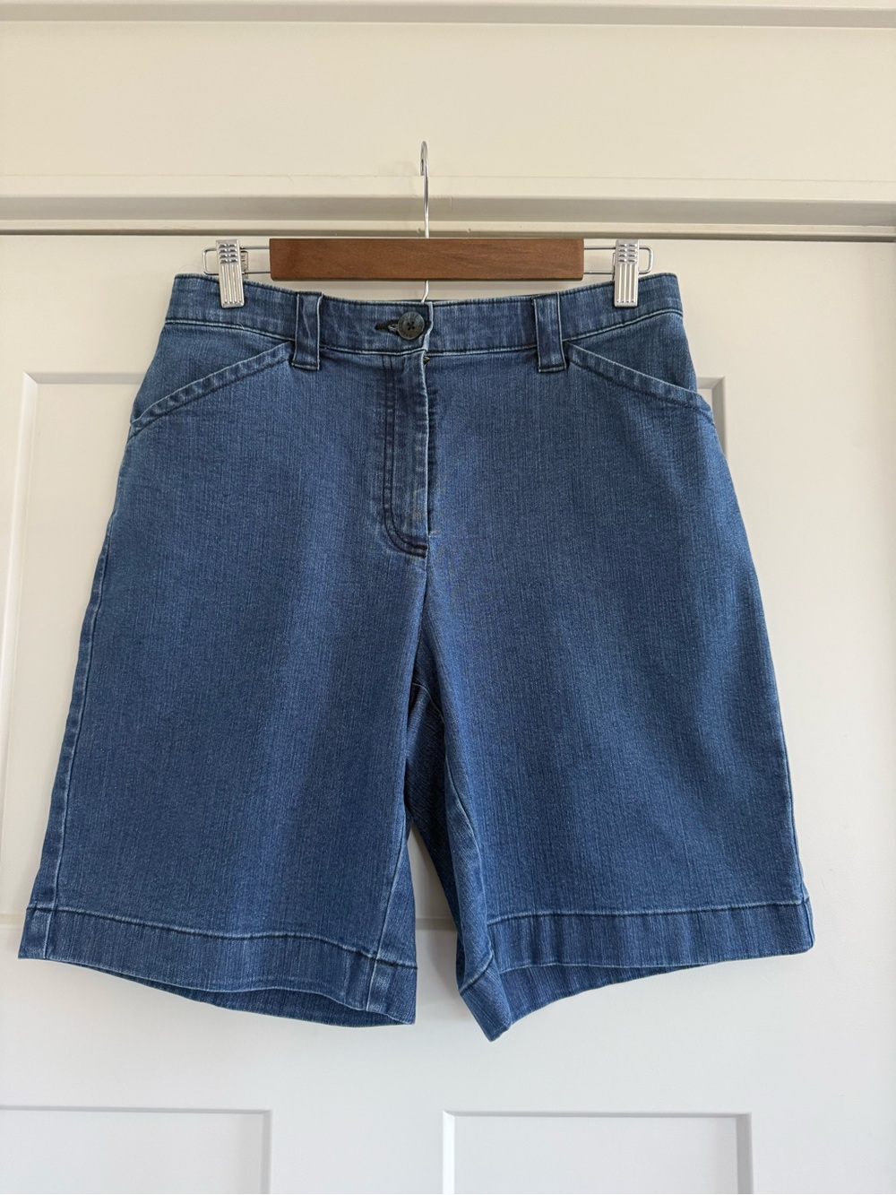 L.L. Bean Classic Fit Mid-Rise Denim Bermuda Shorts - Size 10